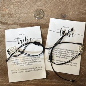 For My Tribe Silver Infinity Knot Friendship Bracelets - Qty 2 New
